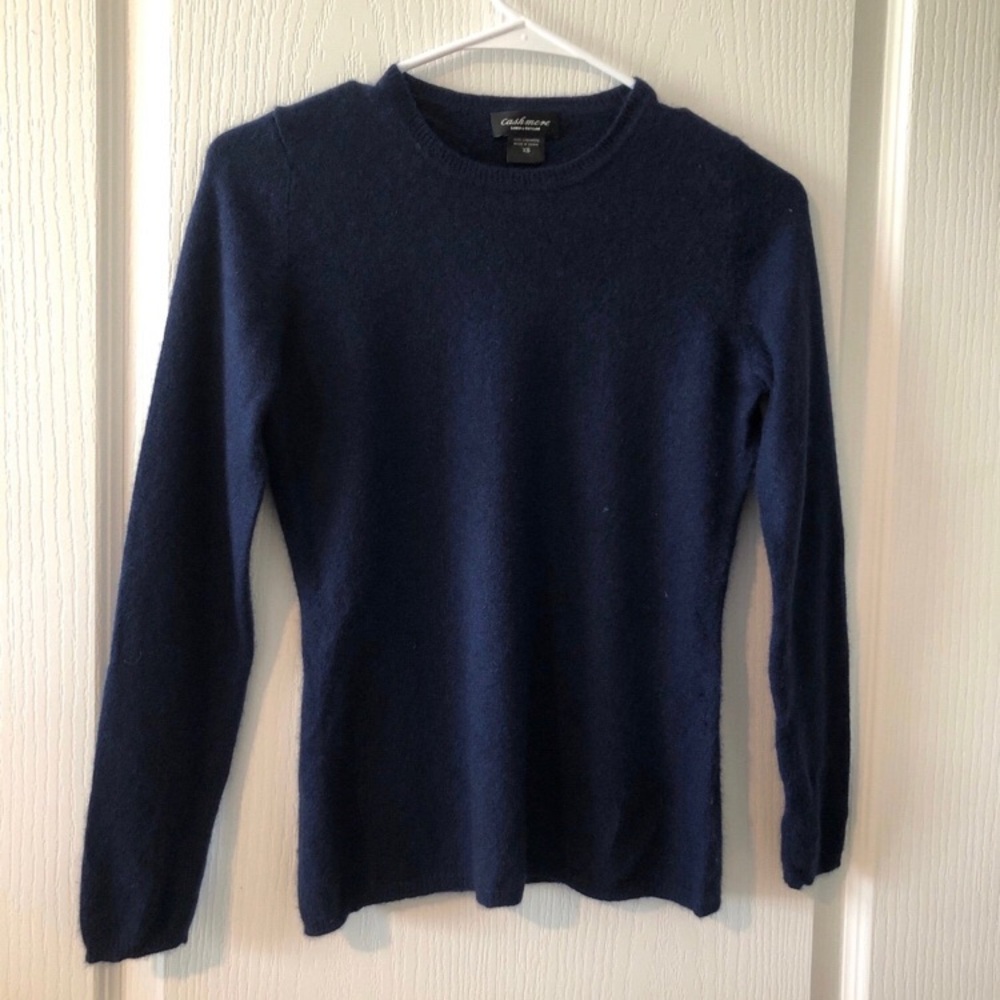 Lord & Taylor  100% Cashmere Deep Blue Crewneck Sweater